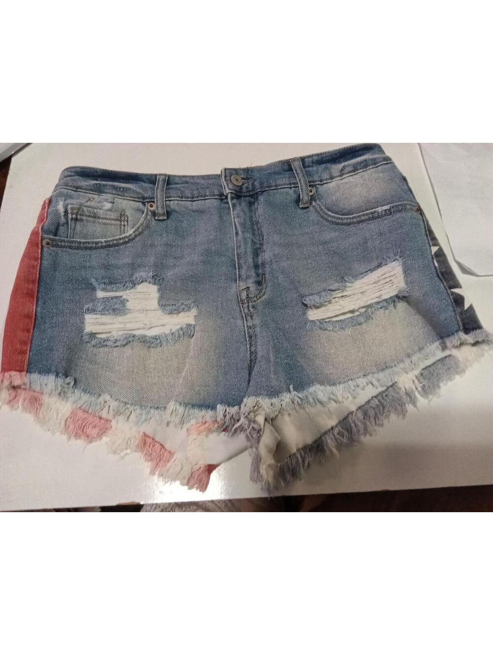 Mossimo High Rise Denim Shorts with American Flag Design